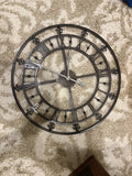 Large Metal Wall Clock Roman Numerals Fleur-de-lis Decorative - Image 1